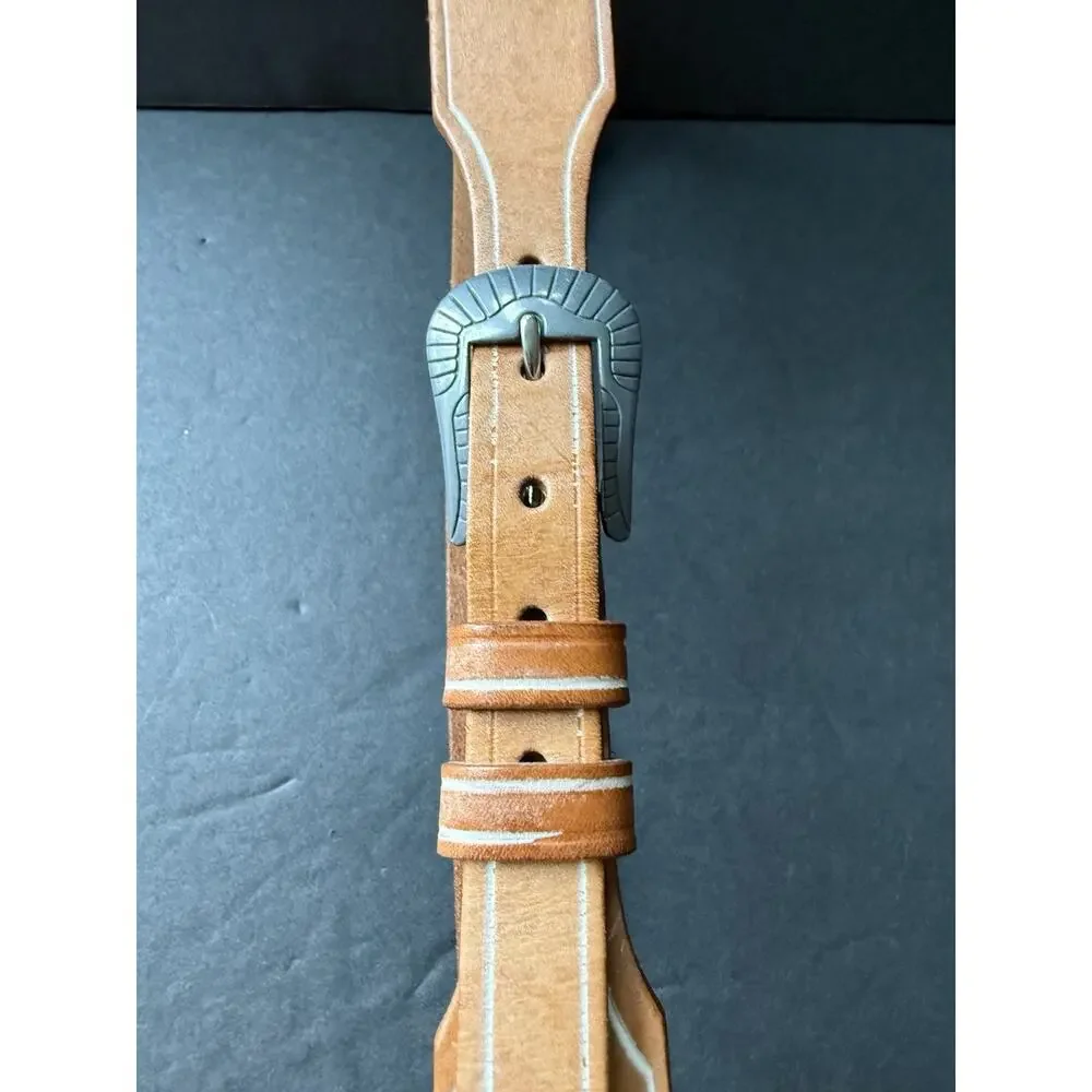 Vintage Silver Creek Collection Leather Belt Aztec Southwestern Leegin Size 28 - Picture 3 of 9